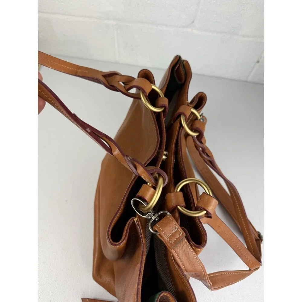 Dooney Bourke Florentine Leather Large Zip Barlow Satchel Handbag Purse Natural